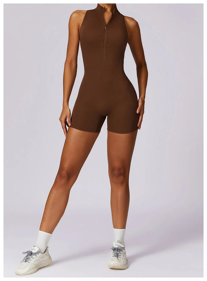 Translation missing: en.Women's High-Impact Seamless Bodysuit - Soft feel, Scrunch Butt, V Back Sleeveless Bodysuit with Front Zipper - Available in 8 Colours