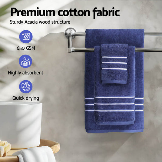 Translation missing: en.6 Pack Bath Towels Set Cotton Towel Navy