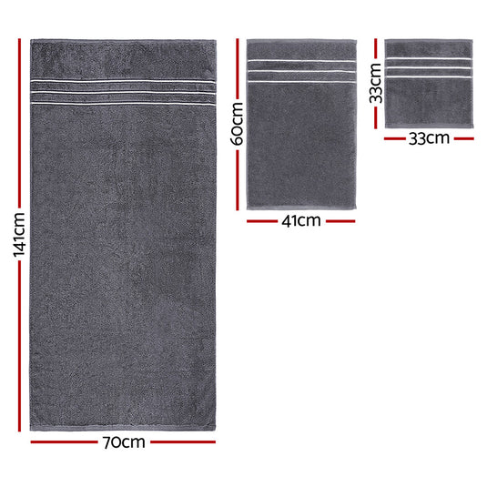 Translation missing: en.6 Pack Bath Towels Set Cotton Towel Grey