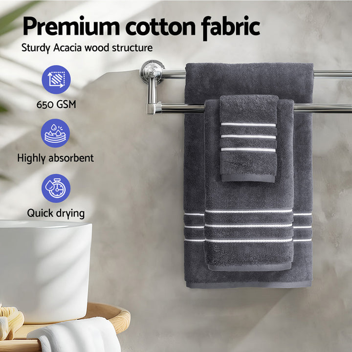 Translation missing: en.6 Pack Bath Towels Set Cotton Towel Grey