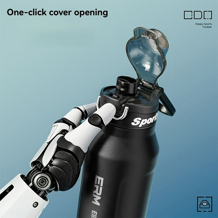 Translation missing: en.Black insulated water bottle, sports bottle 1000ml, 316 stainless steel bottle, one-click water bottle, gym water bottle Australia, BPA-free bottle, vacuum insulated, leak-proof water bottle