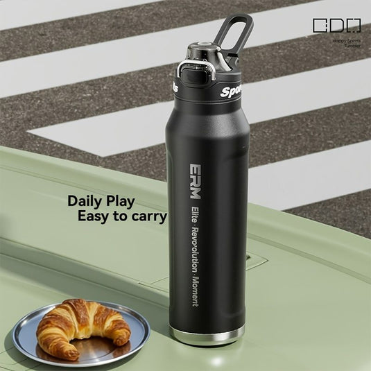Translation missing: en.Black insulated water bottle, sports bottle 1000ml, 316 stainless steel bottle, one-click water bottle, gym water bottle Australia, BPA-free bottle, vacuum insulated, leak-proof water bottle