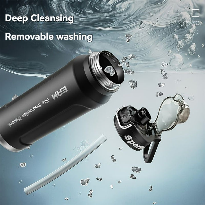 Translation missing: en.Black insulated water bottle, sports bottle 1000ml, 316 stainless steel bottle, one-click water bottle, gym water bottle Australia, BPA-free bottle, vacuum insulated, leak-proof water bottle