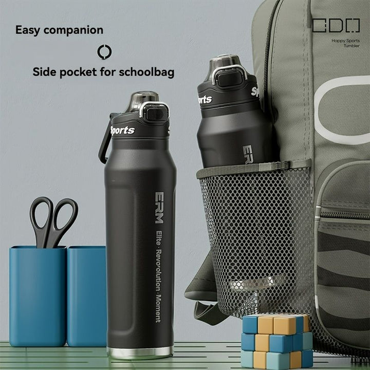 Translation missing: en.Black insulated water bottle, sports bottle 1000ml, 316 stainless steel bottle, one-click water bottle, gym water bottle Australia, BPA-free bottle, vacuum insulated, leak-proof water bottle