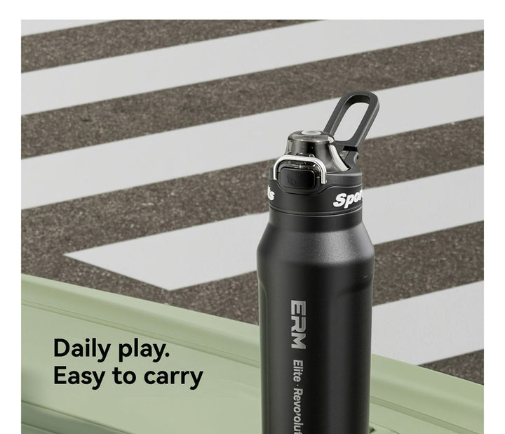 Translation missing: en.Black insulated water bottle, sports bottle 1000ml, 316 stainless steel bottle, one-click water bottle, gym water bottle Australia, BPA-free bottle, vacuum insulated, leak-proof water bottle