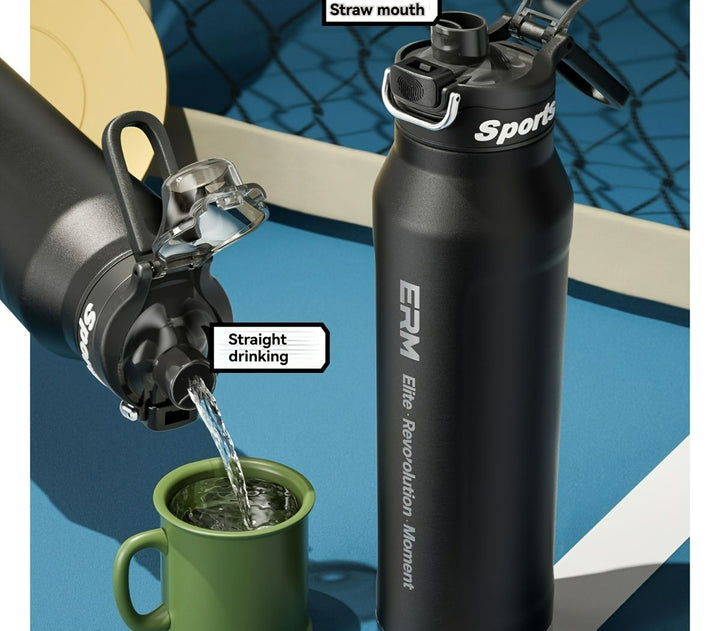 Translation missing: en.Black insulated water bottle, sports bottle 1000ml, 316 stainless steel bottle, one-click water bottle, gym water bottle Australia, BPA-free bottle, vacuum insulated, leak-proof water bottle