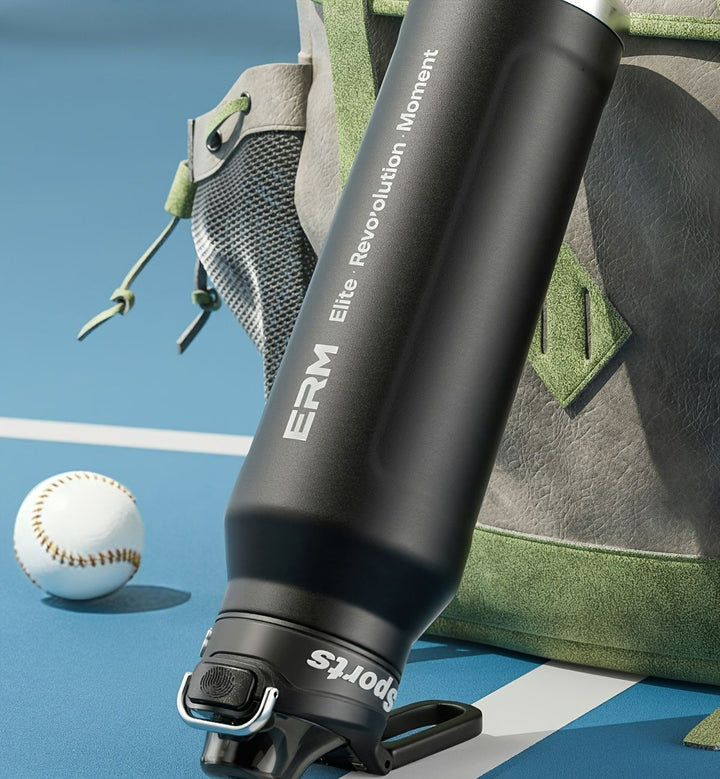 Translation missing: en.Black insulated water bottle, sports bottle 1000ml, 316 stainless steel bottle, one-click water bottle, gym water bottle Australia, BPA-free bottle, vacuum insulated, leak-proof water bottle