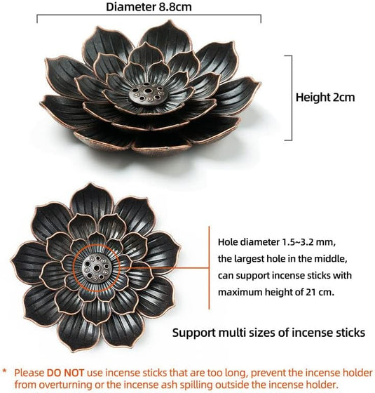 Translation missing: en.Incense Burner, Incense Holder for Sticks, Brass Lotus Incense Stick Holder and Detachable Ash Catcher