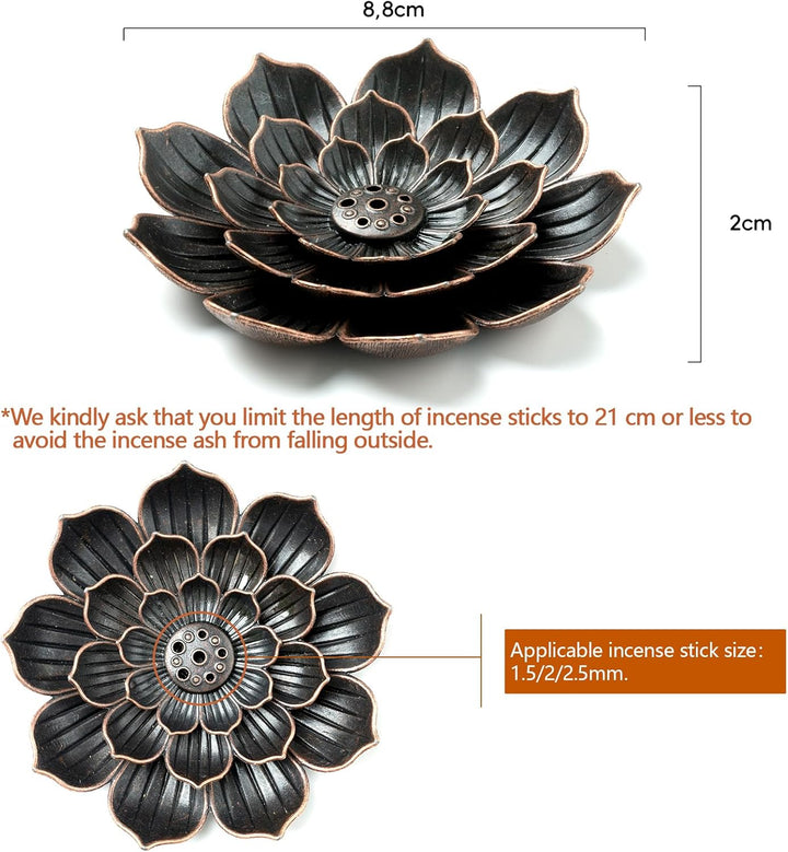 Translation missing: en.2 Pack Incense Burner, Incense Holder for Sticks, Brass Lotus Incense Stick Holder