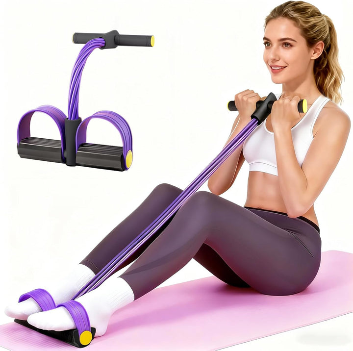 Translation missing: en.Pedal Resistance Bands with Handles, Upgrade 6-Tubes Manual Tension Training Pedal, Natural Rubber Foot Pedal Resistance Bands, Multifunction Fitness Bands for Abdomen, Waist, Arm, Leg（Purple）