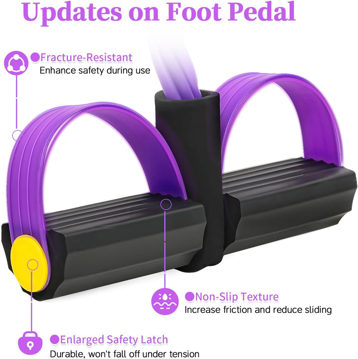 Translation missing: en.Pedal Resistance Bands with Handles, Upgrade 6-Tubes Manual Tension Training Pedal, Natural Rubber Foot Pedal Resistance Bands, Multifunction Fitness Bands for Abdomen, Waist, Arm, Leg（Purple）