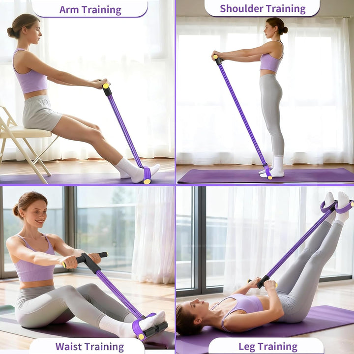 Translation missing: en.Pedal Resistance Bands with Handles, Upgrade 6-Tubes Manual Tension Training Pedal, Natural Rubber Foot Pedal Resistance Bands, Multifunction Fitness Bands for Abdomen, Waist, Arm, Leg（Purple）