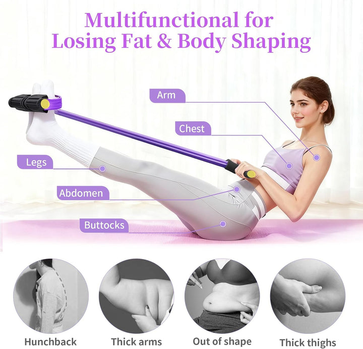 Translation missing: en.Pedal Resistance Bands with Handles, Upgrade 6-Tubes Manual Tension Training Pedal, Natural Rubber Foot Pedal Resistance Bands, Multifunction Fitness Bands for Abdomen, Waist, Arm, Leg（Purple）