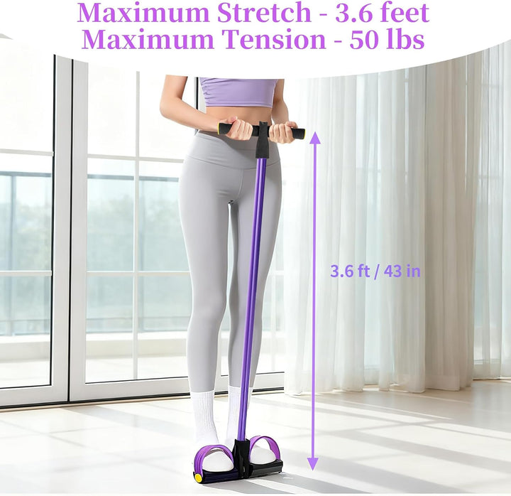 Translation missing: en.Pedal Resistance Bands with Handles, Upgrade 6-Tubes Manual Tension Training Pedal, Natural Rubber Foot Pedal Resistance Bands, Multifunction Fitness Bands for Abdomen, Waist, Arm, Leg（Purple）