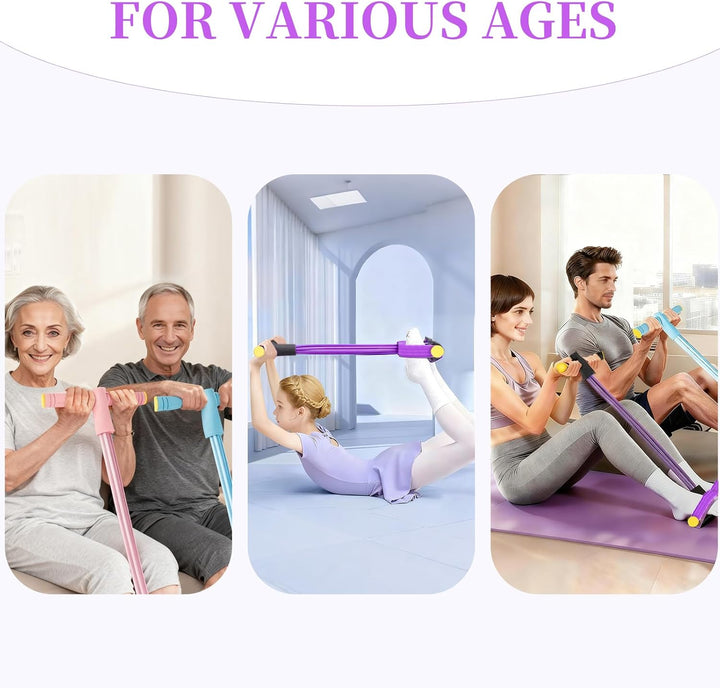 Translation missing: en.Pedal Resistance Bands with Handles, Upgrade 6-Tubes Manual Tension Training Pedal, Natural Rubber Foot Pedal Resistance Bands, Multifunction Fitness Bands for Abdomen, Waist, Arm, Leg（Purple）