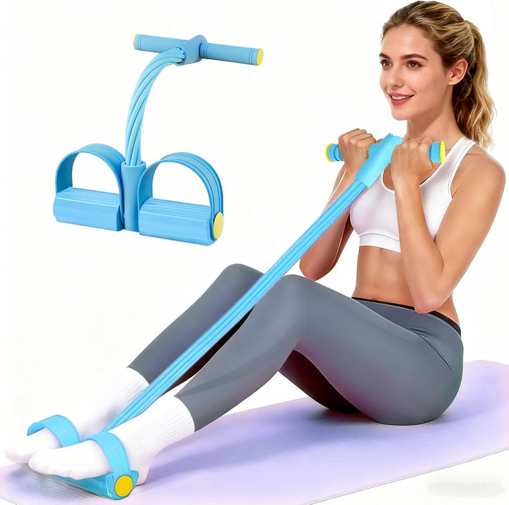 Translation missing: en.Pedal Resistance Bands with Handles, Upgrade 6-Tubes Manual Tension Training Pedal, Natural Rubber Foot Pedal Resistance Bands, Multifunction Fitness Bands for Abdomen, Waist, Arm, Leg（Blue）