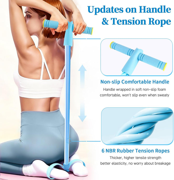 Translation missing: en.Pedal Resistance Bands with Handles, Upgrade 6-Tubes Manual Tension Training Pedal, Natural Rubber Foot Pedal Resistance Bands, Multifunction Fitness Bands for Abdomen, Waist, Arm, Leg（Blue）