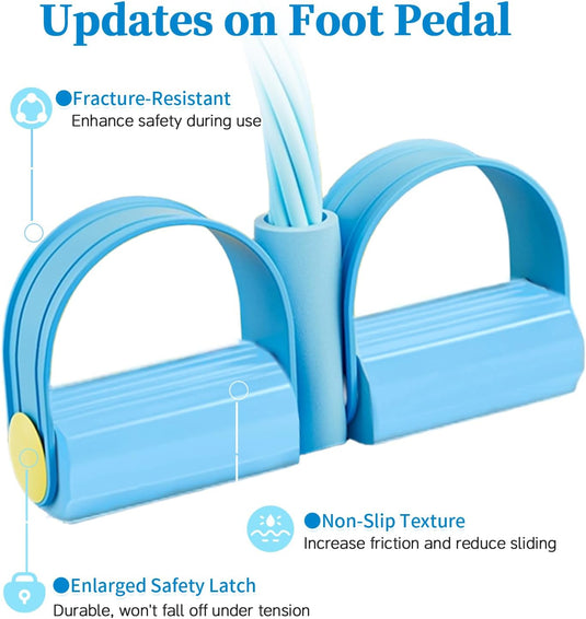 Translation missing: en.Pedal Resistance Bands with Handles, Upgrade 6-Tubes Manual Tension Training Pedal, Natural Rubber Foot Pedal Resistance Bands, Multifunction Fitness Bands for Abdomen, Waist, Arm, Leg（Blue）