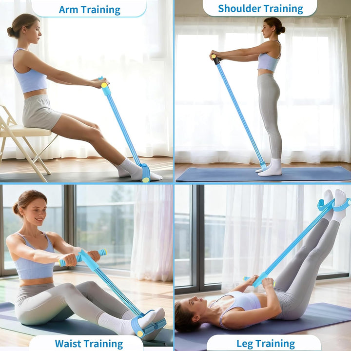 Translation missing: en.Pedal Resistance Bands with Handles, Upgrade 6-Tubes Manual Tension Training Pedal, Natural Rubber Foot Pedal Resistance Bands, Multifunction Fitness Bands for Abdomen, Waist, Arm, Leg（Blue）