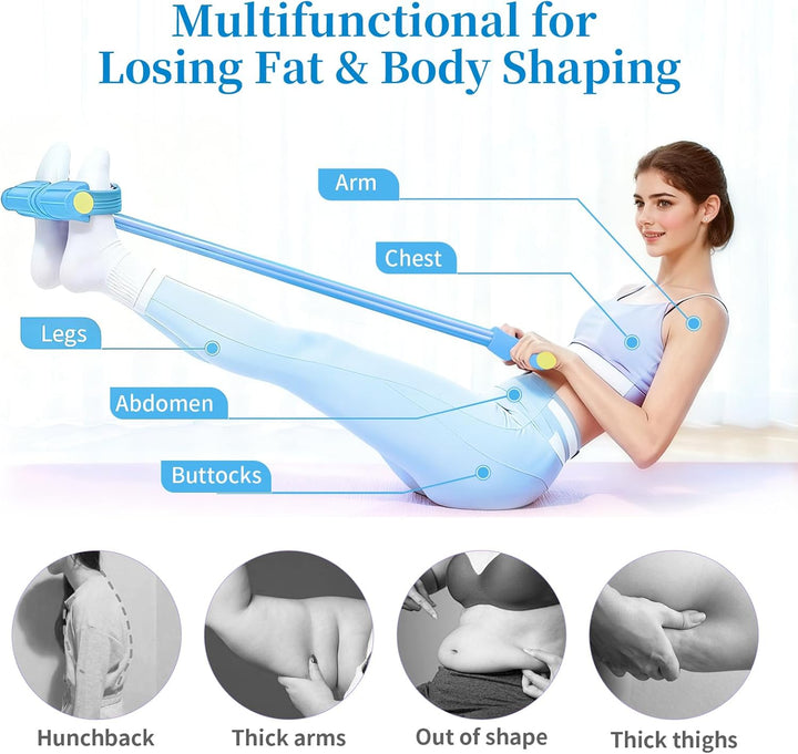 Translation missing: en.Pedal Resistance Bands with Handles, Upgrade 6-Tubes Manual Tension Training Pedal, Natural Rubber Foot Pedal Resistance Bands, Multifunction Fitness Bands for Abdomen, Waist, Arm, Leg（Blue）