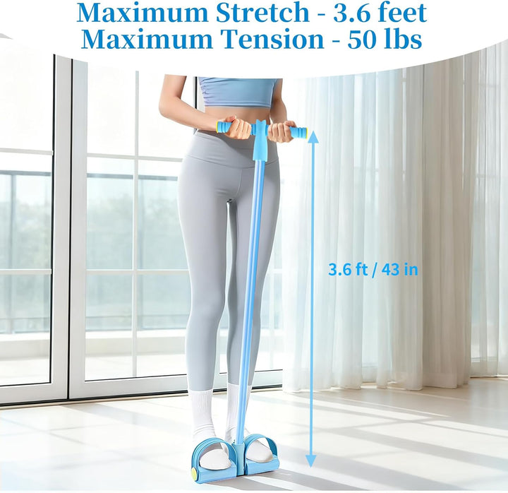 Translation missing: en.Pedal Resistance Bands with Handles, Upgrade 6-Tubes Manual Tension Training Pedal, Natural Rubber Foot Pedal Resistance Bands, Multifunction Fitness Bands for Abdomen, Waist, Arm, Leg（Blue）