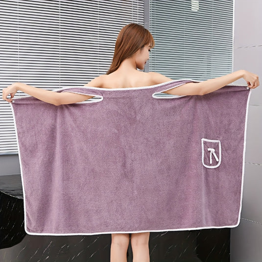 Translation missing: en.1-Piece Bath Towel with Pocket, Wearable Bath Towel, Bathroom Shower Supply, Can be Used as Robe, Nightgown, Sexy Strap Dress, Blanket, Indoor/Outdoor Fitness Sauna Shawl, Easy to Carry, Machine Washable（ khaki）