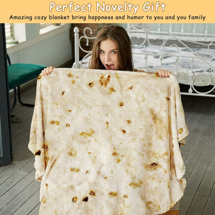 Translation missing: en.Burritos Tortilla Throw Blanket（Beige）, Novelty Funny Round Blanket for Adults &amp; Kids, Soft Flannel Tortilla Wrap Blanket（36",Baby）