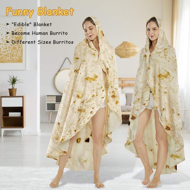 Translation missing: en.Burritos Tortilla Throw Blanket（Beige）, Novelty Funny Round Blanket for Adults &amp; Kids, Soft Flannel Tortilla Wrap Blanket（36",Baby）