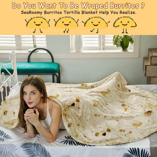 Translation missing: en.Burritos Tortilla Throw Blanket（Beige）, Novelty Funny Round Blanket for Adults &amp; Kids, Soft Flannel Tortilla Wrap Blanket（36",Baby）