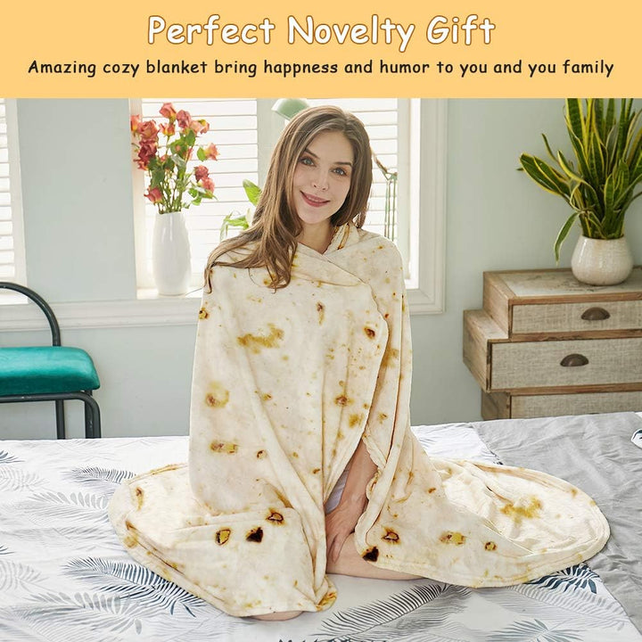Translation missing: en.Burritos Tortilla Throw Blanket（Beige）, Novelty Funny Round Blanket for Adults &amp; Kids, Soft Flannel Tortilla Wrap Blanket（36",Baby）