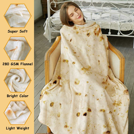 Translation missing: en.Burritos Tortilla Throw Blanket(Beige), Novelty Funny Round Blanket for Adults &amp; Kids, Soft Flannel Tortilla Wrap Blanket（47",Baby）