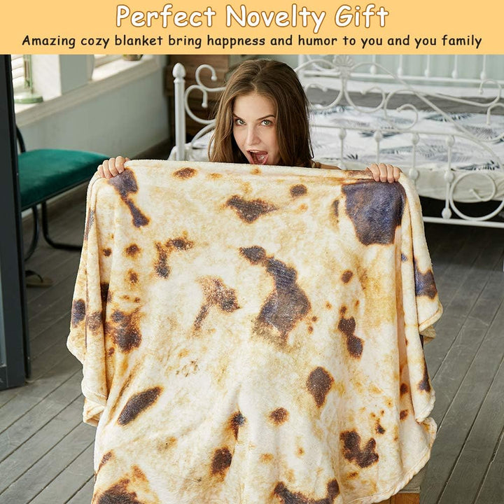 Translation missing: en.Burritos Tortilla Throw Blanket (Brown), Novelty Funny Round Blanket for Kids &amp; Adults, Soft Flannel Tortilla Wrap Blanket（47",Baby）