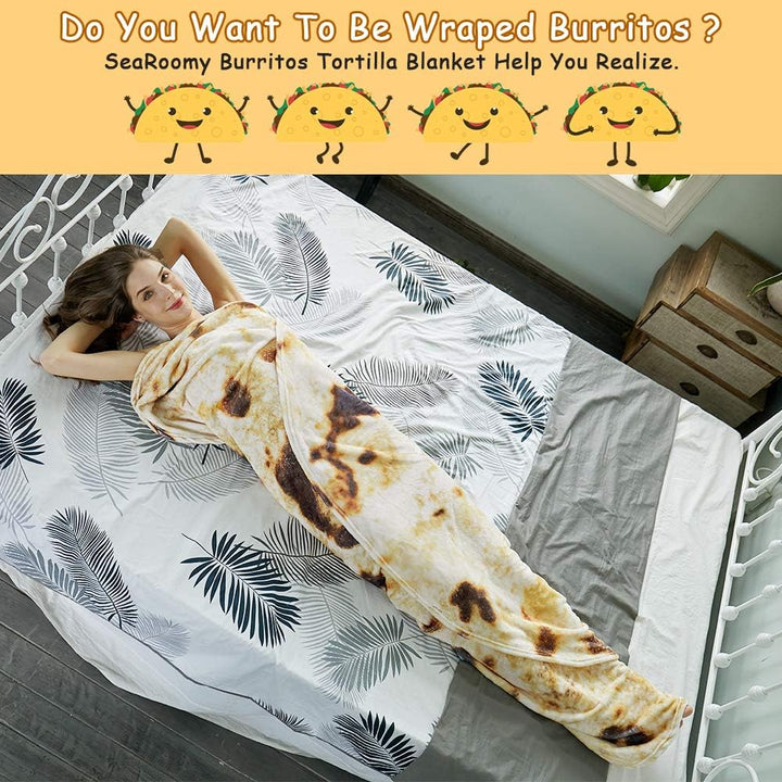 Translation missing: en.Burritos Tortilla Throw Blanket (Brown), Novelty Funny Round Blanket for Kids &amp; Adults, Soft Flannel Tortilla Wrap Blanket（47",Baby）