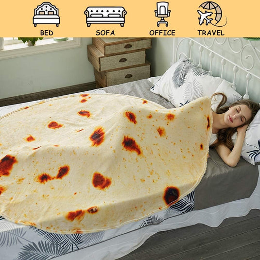 Translation missing: en.Burritos Tortilla Throw Blanket (Yellow), Novelty Funny Round Blanket for Kids &amp; Adults, Soft Flannel Tortilla Wrap Blanket（36",Baby）