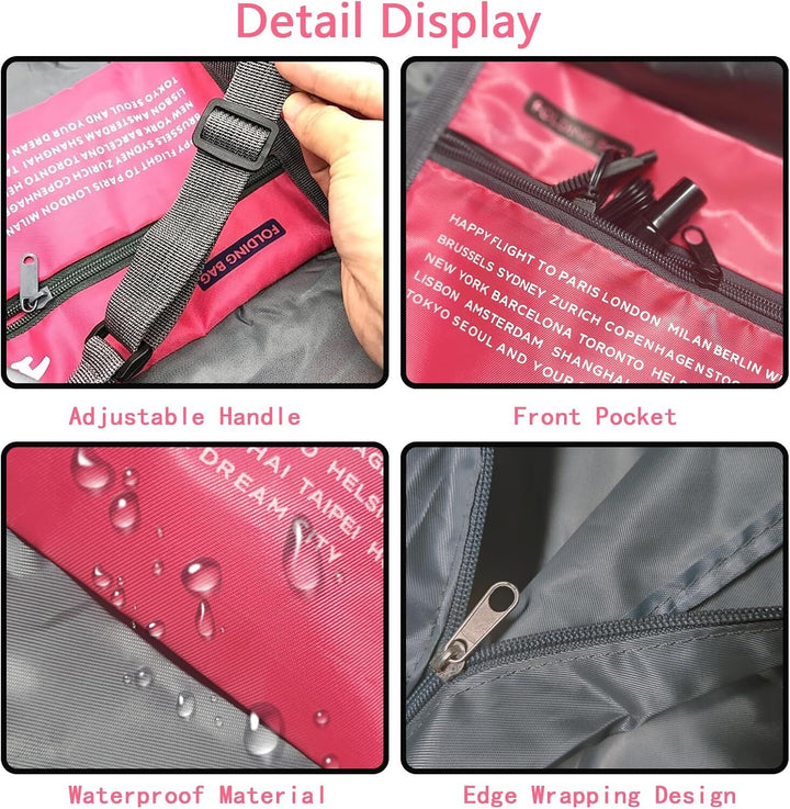 Translation missing: en.Compact Foldable Travel Duffel Bag – Lightweight Carry-On for Weekend Trips, Overnight &amp; Gym Use (Pink) | Other Colors Available In-Store