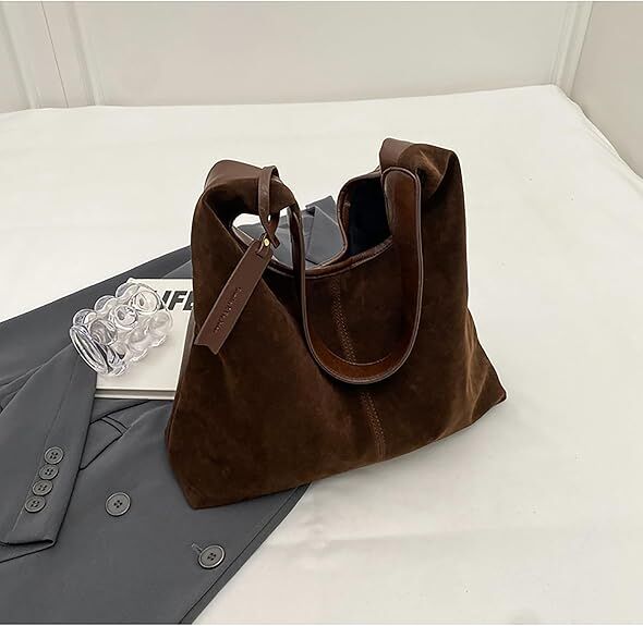 Translation missing: en.Leather Hobo Bags for Women Brown Purses Suede Purse Slouchy Tote Bag Suede Tote Bag Fall Winter Purses Handbag