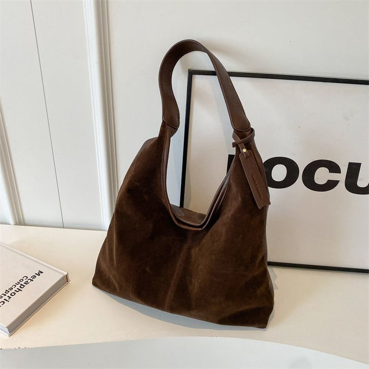 Translation missing: en.Leather Hobo Bags for Women Brown Purses Suede Purse Slouchy Tote Bag Suede Tote Bag Fall Winter Purses Handbag