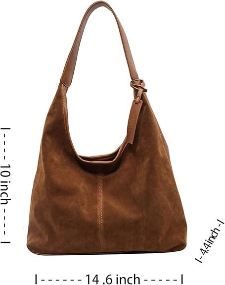 Translation missing: en.Leather Hobo Bags for Women Brown Purses Suede Purse Slouchy Tote Bag Suede Tote Bag Fall Winter Purses Handbag