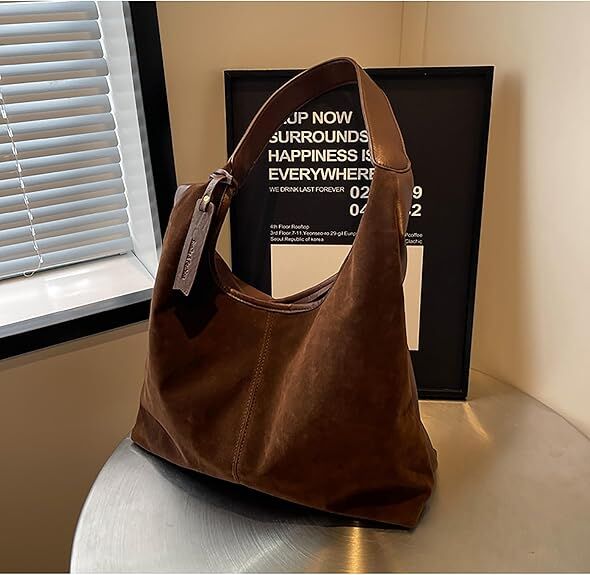 Translation missing: en.Leather Hobo Bags for Women Brown Purses Suede Purse Slouchy Tote Bag Suede Tote Bag Fall Winter Purses Handbag