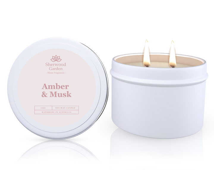 Translation missing: en.Amber &amp; Musk Soy Candle Tin 165g