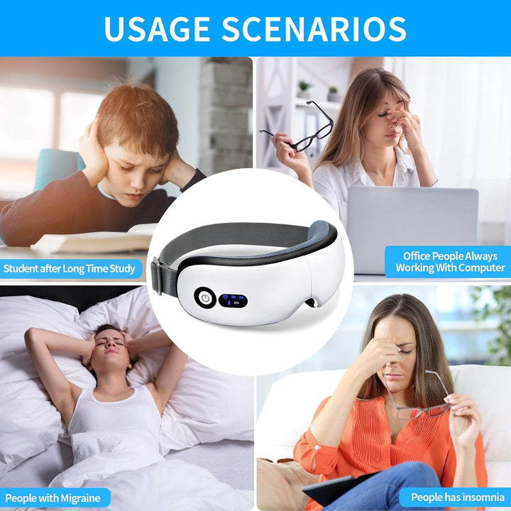 Translation missing: en.Eye Massager with Heat, Vibration and Warm Compress, Smart Sleeping Eyes Mask with Bluetooth Can Connect with Phone for Music