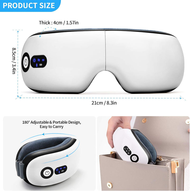 Translation missing: en.Eye Massager with Heat, Vibration and Warm Compress, Smart Sleeping Eyes Mask with Bluetooth Can Connect with Phone for Music