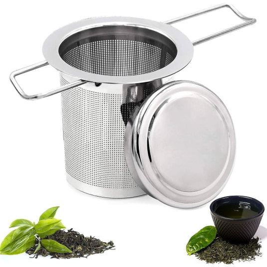 Translation missing: en.Tea filter, stainless steel tea strainer, tea strainer, tea infuser Tea strainer with lock, tea filter with fine holes, foldable handle design Suitable for
