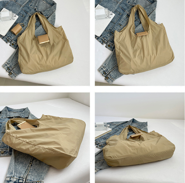 Translation missing: en.Keychain Tote Bag Compact &amp; Expandable for On the Go, Foldable Tote Bag with Key Ring for Daily Errands - Khaki