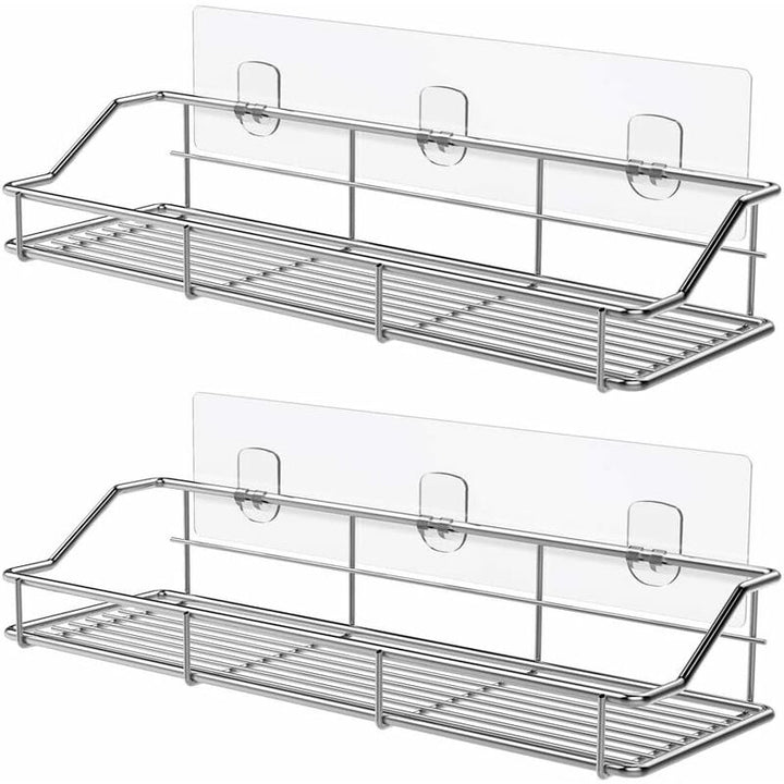 Translation missing: en.Shower Caddy Bathroom Shelf Basket Toilet Kitchen Spice Rack Sus304 Stainless Steel No Drilling - 2 Pack