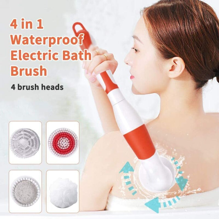 Translation missing: en.4 In 1 Waterproof Electric Bath Brush Multifunctional Body Cleaning Brush Back Massage Scrubber With 4 Brush Heads