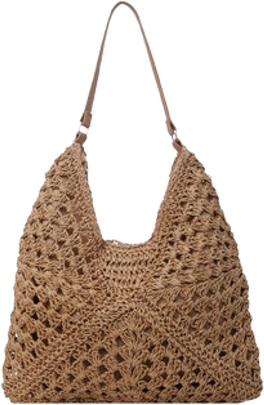 Translation missing: en.Tote Bags - Summer Beach Bags - Women's Shoulder Bags - Crochet Bags - Vintage Straw Tassen - Women's Straw Shoulder Bags - Boho Crochet Tote Bags - Perfect for travel, shopping and vacations