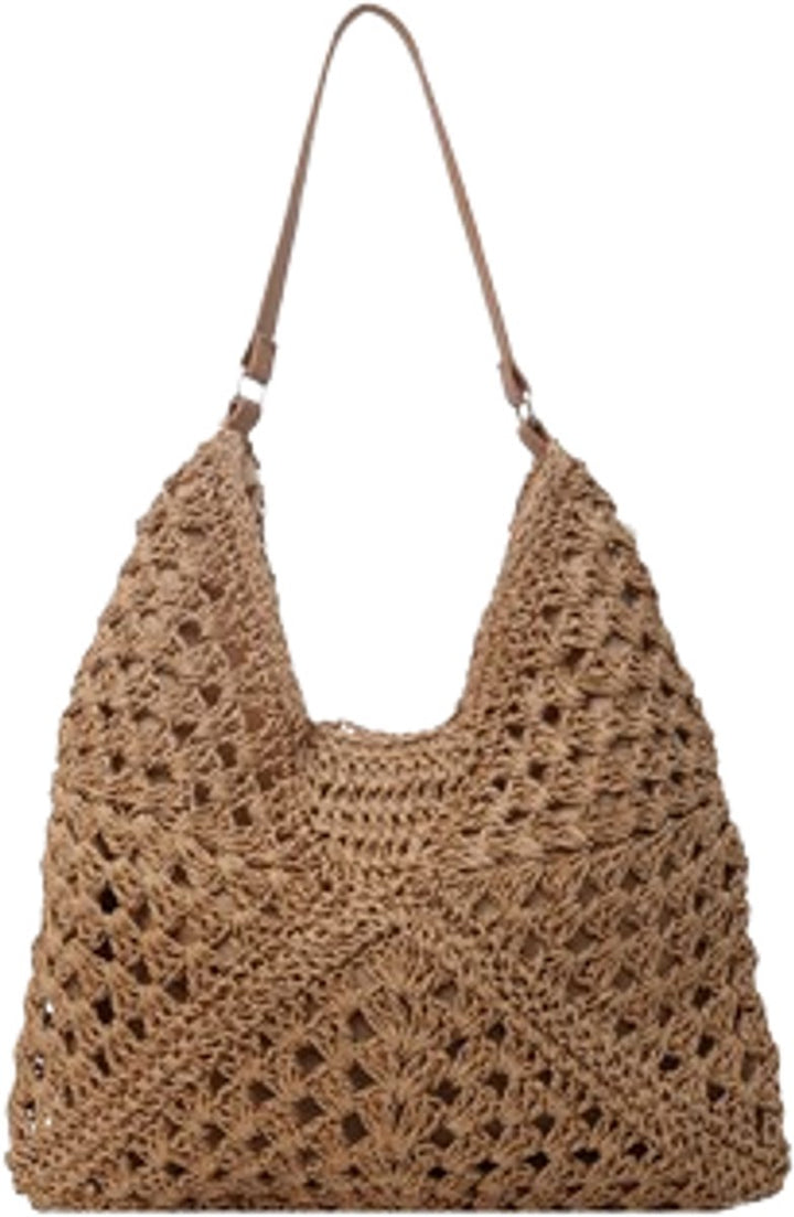 Translation missing: en.Tote Bags - Summer Beach Bags - Women's Shoulder Bags - Crochet Bags - Vintage Straw Tassen - Women's Straw Shoulder Bags - Boho Crochet Tote Bags - Perfect for travel, shopping and vacations