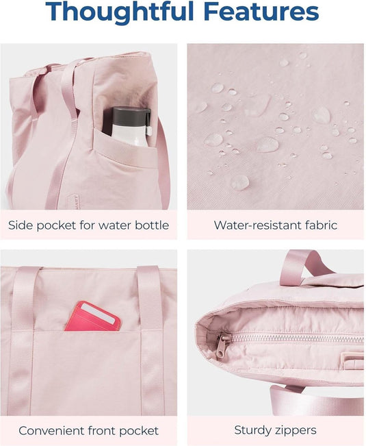 Translation missing: en.Women's Handbags - Zippered Tote Bag - Large Shoulder Bag - School Bag - Crossbody Bag - Laptop Bag - Handbag - Tote Bag - Weekend Bag - Shopping Bag - Beach Bag - Yoga/Fitness/Travel Bag - Pink