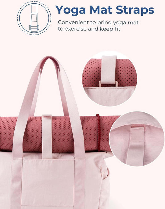 Translation missing: en.Women's Handbags - Zippered Tote Bag - Large Shoulder Bag - School Bag - Crossbody Bag - Laptop Bag - Handbag - Tote Bag - Weekend Bag - Shopping Bag - Beach Bag - Yoga/Fitness/Travel Bag - Pink